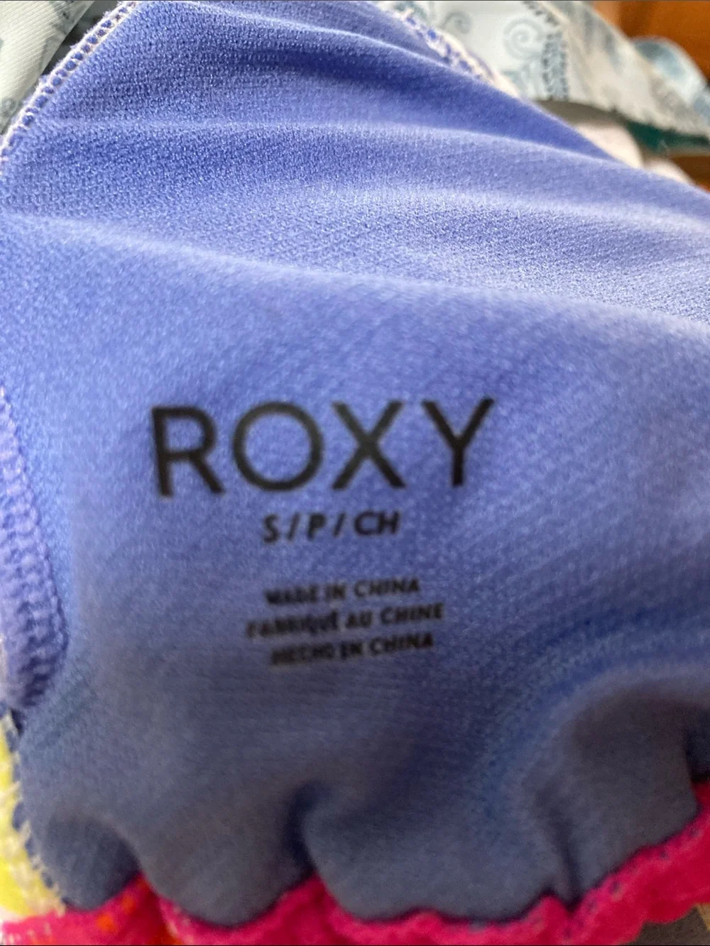 Roxy Junior's Sail Away Triangle Bikini Top multicolored stripes Small EUC